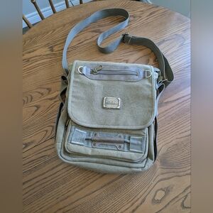 AOKING Olive Canvas Messenger Bag for Men. Lots Of Pockets And Loops.